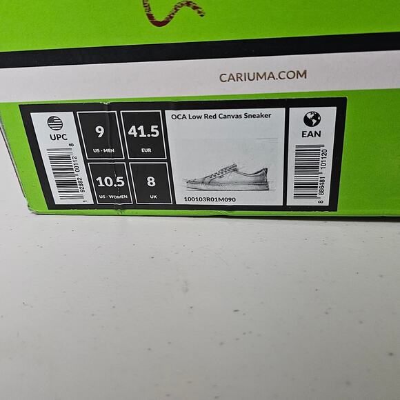 Cariuma OCA Low red canvas sneaker Mens  9 women's 10.5 - Picture 8 of 8